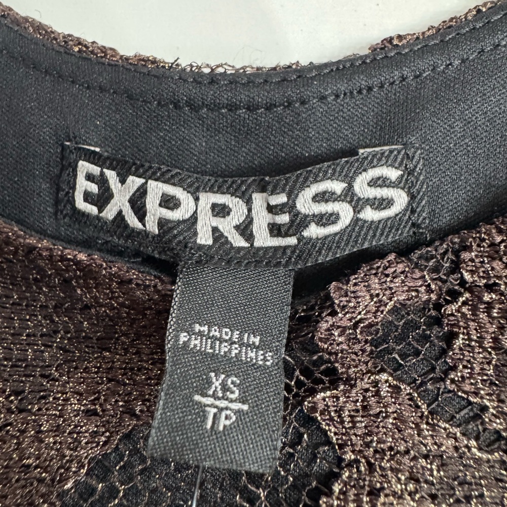 Express NWT Bodycon Black Tan Lace Sleeveless Cocktail Dress Size XS - Picture 3 of 7